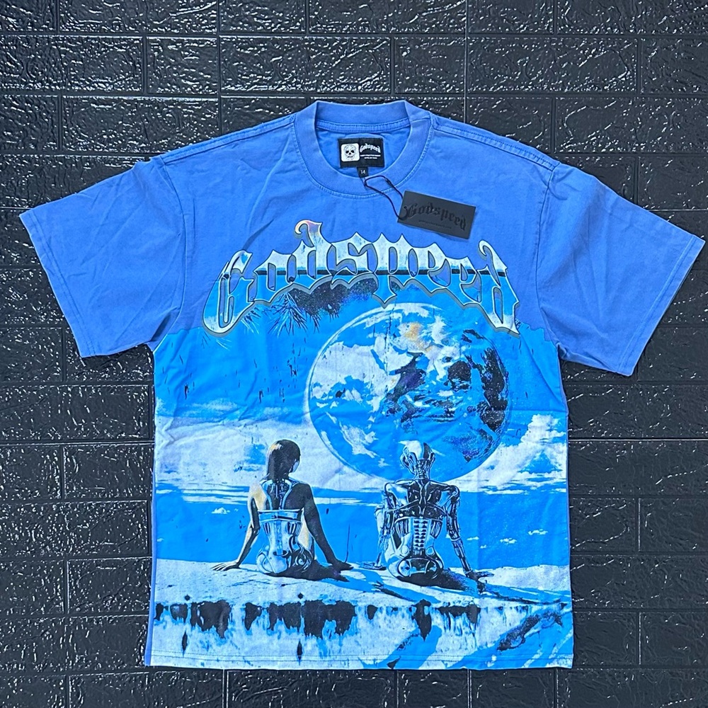Godspeed “Chrome Skeleton” Graphic Blue T-Shirt